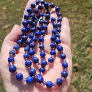 Jay King DTR mine finds Lapis Amethyst 36 inches necklace 925 Sterling Silver